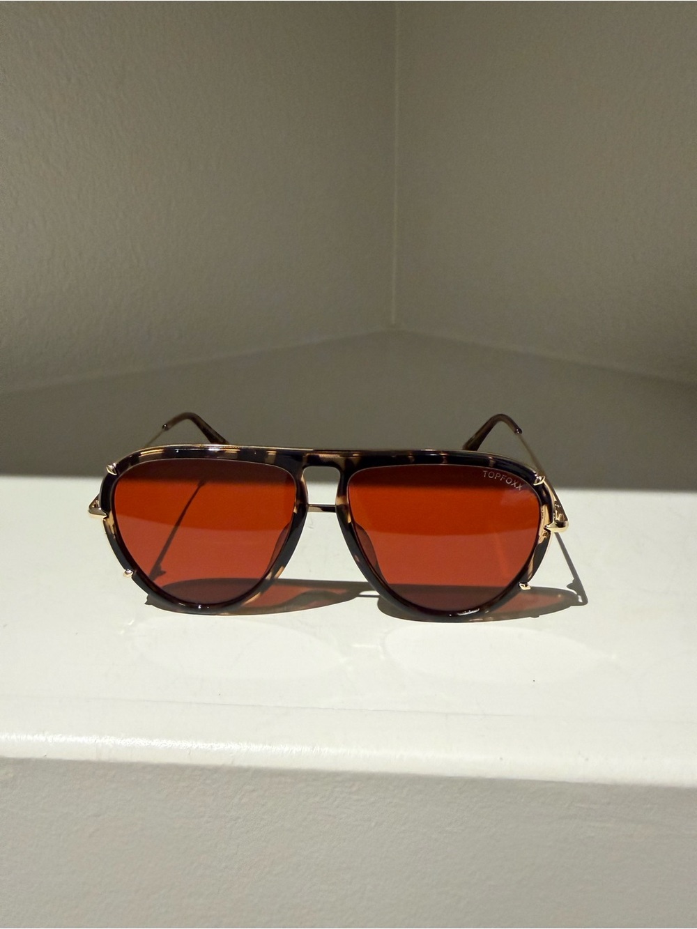 TOPFOXX Tortoiseshell Aviator Sunglasses with Red Lenses - Picture 10 of 14
